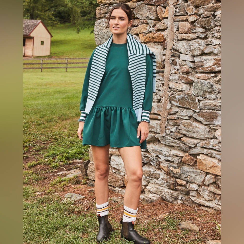 Addison Bay Green Dress with Striped Accents